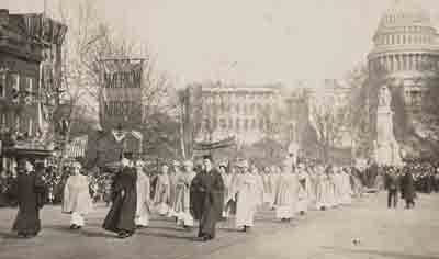 Women marching in Washington, DC, to demand right to vote.